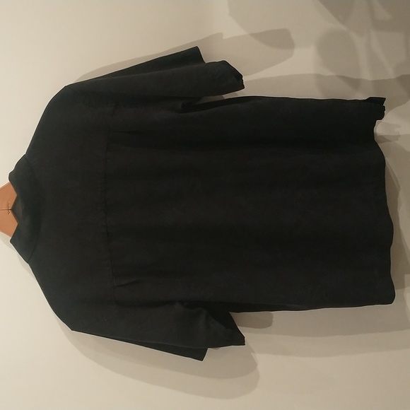 Vintage Toscano 100% Silk Short Sleeve Black and Blue Button Down S - Picture 4 of 4